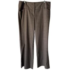 Studio Y Pants Y2k Juniors 15/16 Brown Plaid High Rise Trouser Wide Leg Career